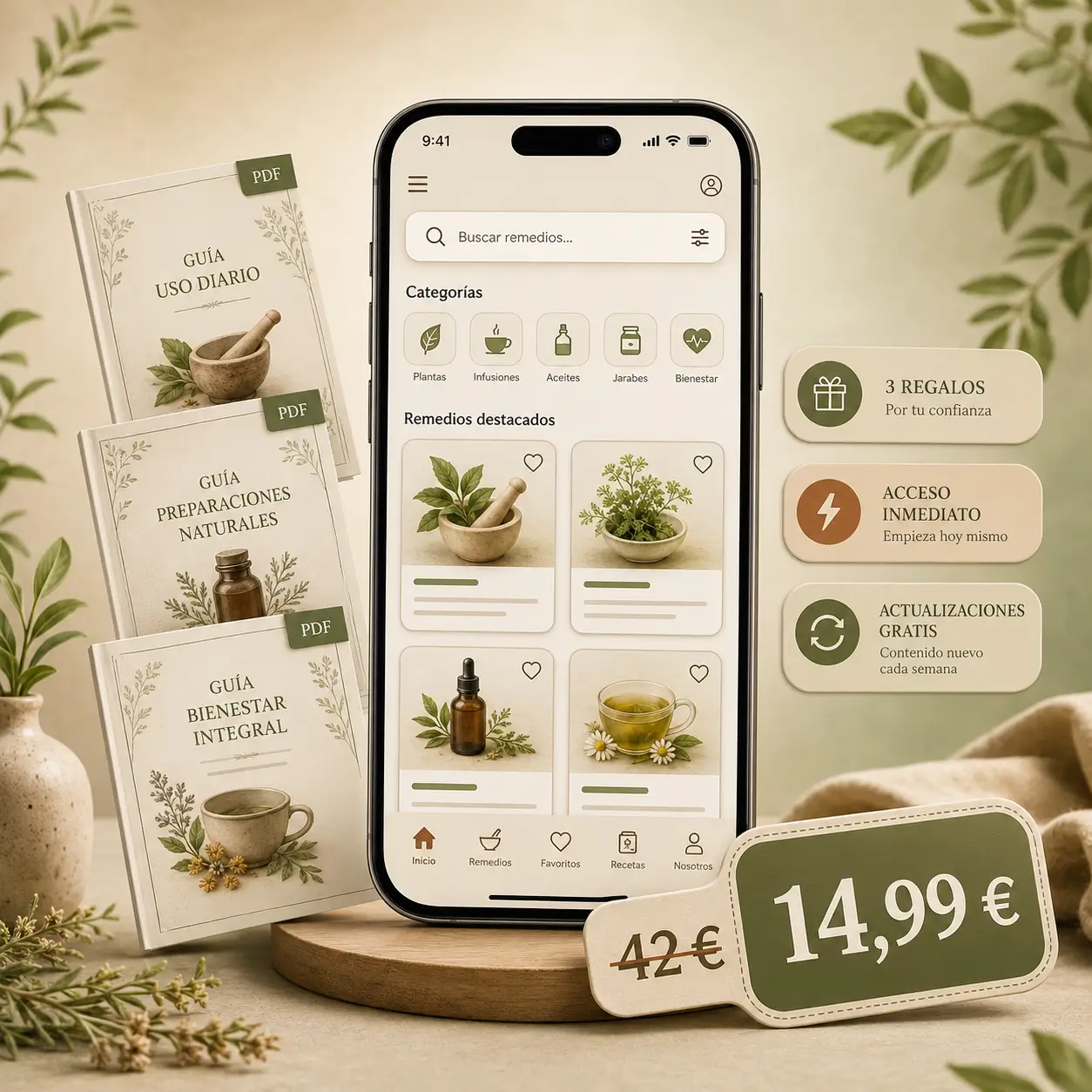 App La Botica Olvidada De La Abuela con 3 guías PDF de regalo y precio 14,99 €